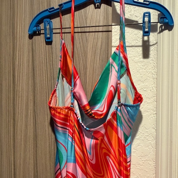 SHEIN Multicolor Swirl Maxi Dress - Blue, Red, Pink, Orange, Green - Picture 6 of 8